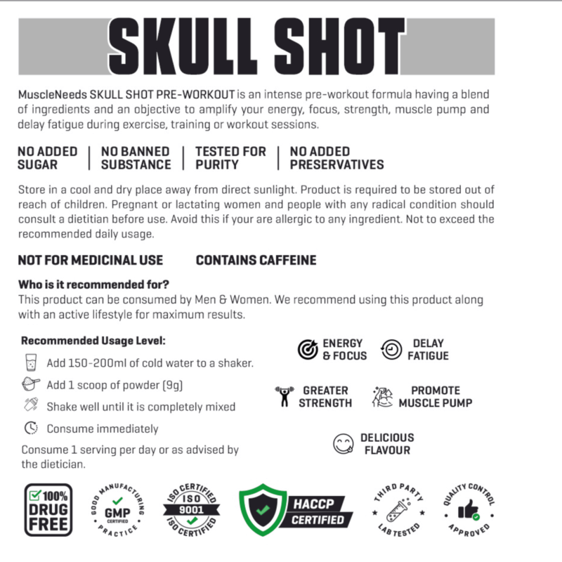 Skull Shot Pre-Workout Prime Series - 252 gm - Fruit Punch - Image 3